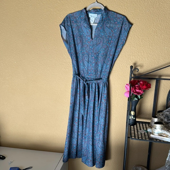 Vintage 70s JSE of California Sleeveless Belted Dress Tag Size 12 - Picture 2 of 10